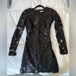 Dress the Population Black Floral Lace Long Sleeve Dress